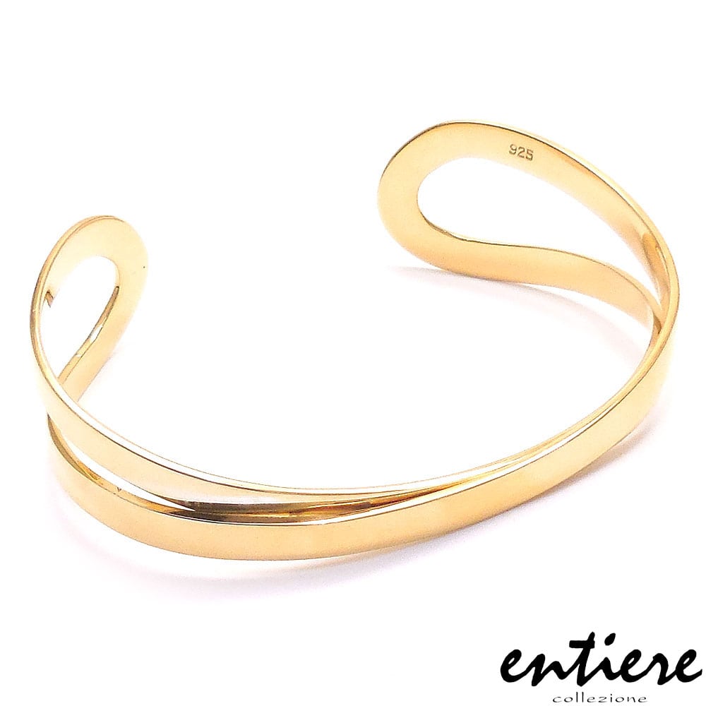 entiere アンティエーレ バングル レディース シルバー925 18金メッキ クロスデザイン
