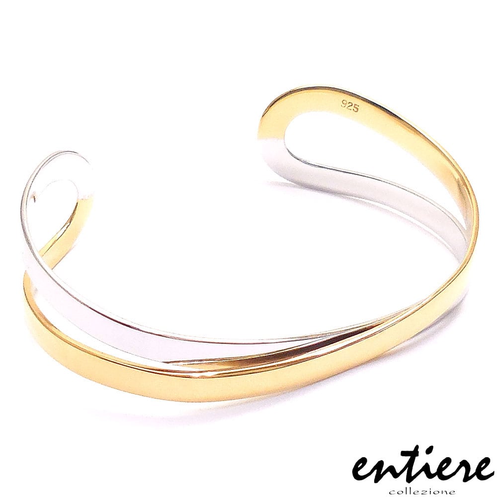 entiere アンティエーレ バングル レディース シルバー925 ロジウム・18金メッキ バイカラー クロスデザイン