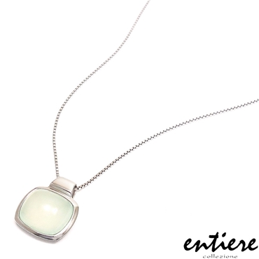 entiere アンティエーレ ペンダント ネックレス カルセドニー ミント スクエア シルバー925 ロジウムメッキ レディース