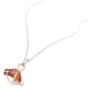 ネックレス ペンダント 馬 ライトブラウン シルバー925 エナメル彩色 レディース メンズ