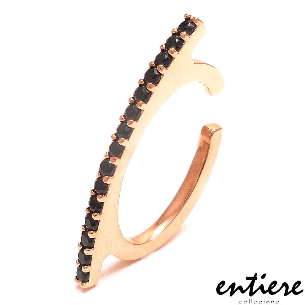 entiere アンティエーレ イヤーカフ イヤカフ バータイプ ブラック・キュービックジルコニア シンプル レディース メンズ ジェンダーレス シルバー925 ピンクゴールドメッキ