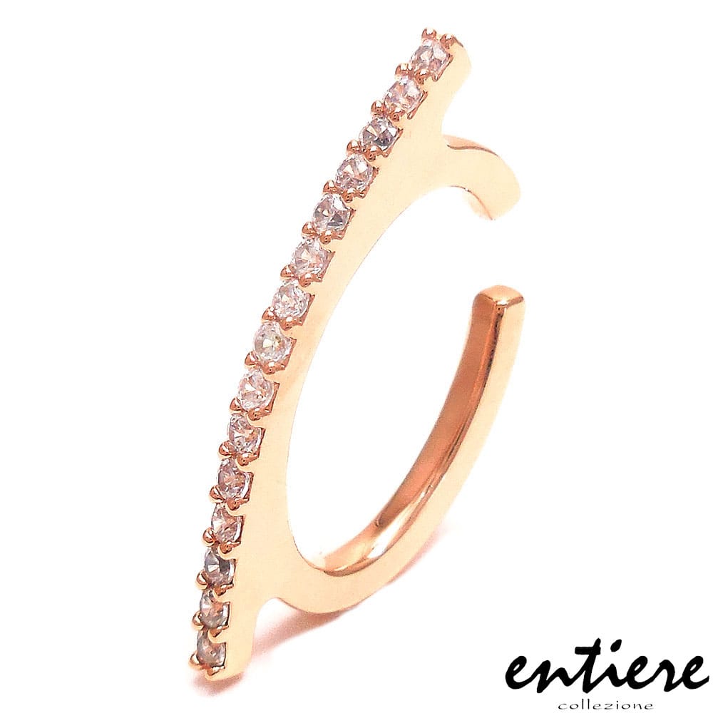 entiere アンティエーレ イヤーカフ イヤカフ バータイプ キュービックジルコニア シンプル レディース メンズ ジェンダーレス シルバー925 ピンクゴールドメッキ