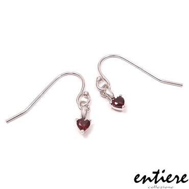 entiere アンティエーレ ピアス 誕生石 ハート 1月 ガーネット シルバー925 ロジウムメッキ レディース