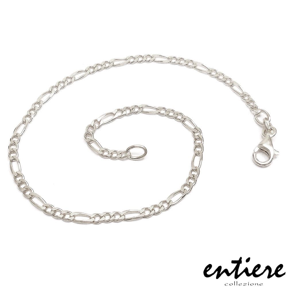 entiere アンティエーレ アンクレット フィガロチェーン 3mm 26cm シルバー925 ロジウムメッキ メンズ イタリア製