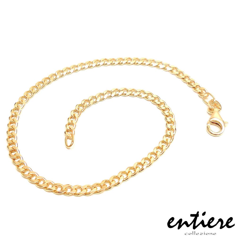 entiere アンティエーレ アンクレット 喜平チェーン 3.5mm 26cm シルバー925 18金メッキ メンズ イタリア製