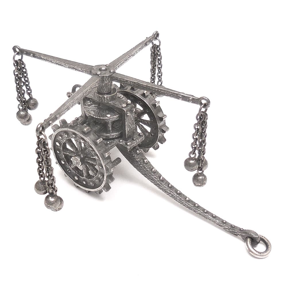 置き物 シルバー925 レオナルド・ダ・ヴィンチ スケッチの銀細工 フレイル戦車