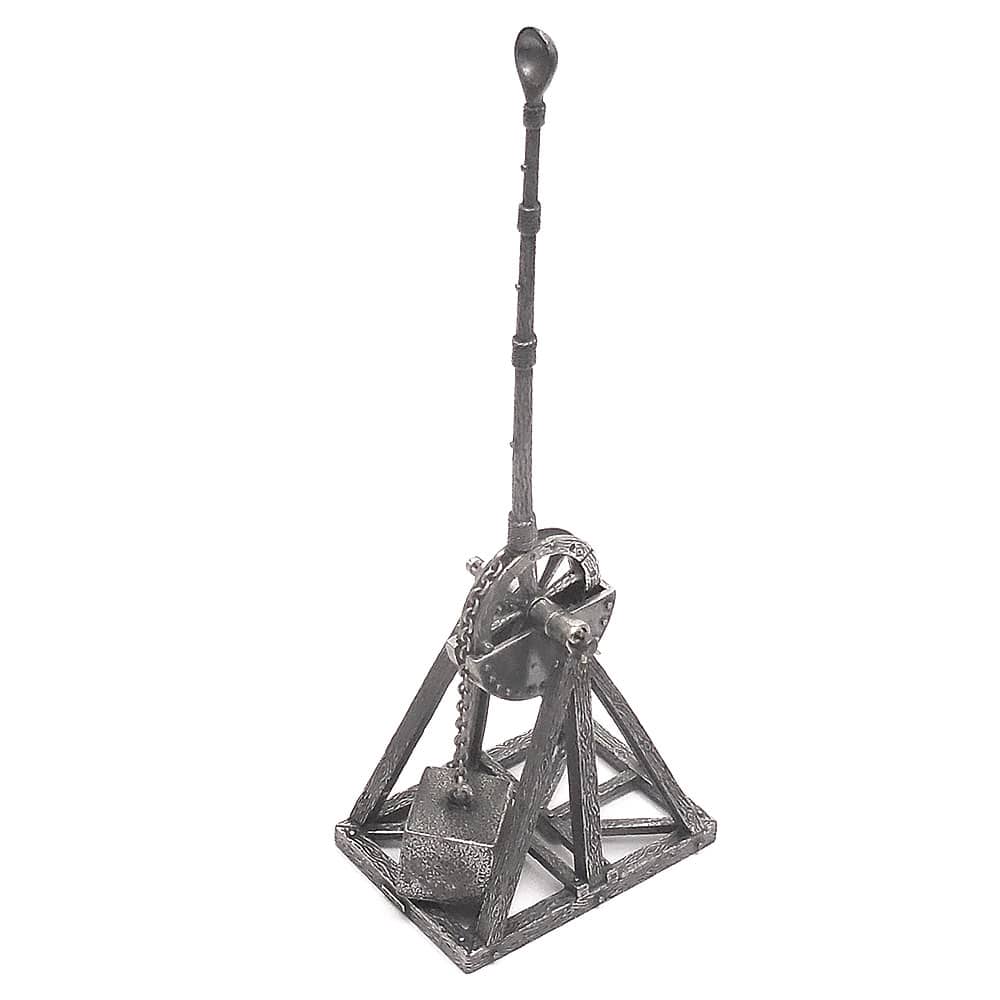 置き物 シルバー925 レオナルド・ダ・ヴィンチ スケッチの銀細工 投石器 トレビュシェット カタパルト おもり式
