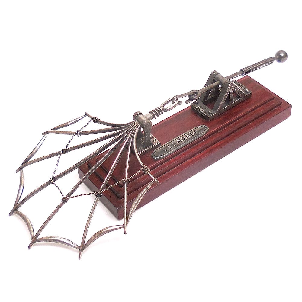 置き物 シルバー925 レオナルド・ダ・ヴィンチ スケッチの銀細工 羽ばたき機