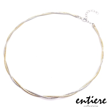 entiere アンティエーレ オメガネックレス ツイスト 2連 42＋5cm リバーシブル バイカラー シルバー925 ロジウム・18金メッキ レディース