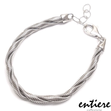 entiere アンティエーレ ブレスレット スパイラル ツイスト 2連 ストレート 17.5＋3cm シルバー925 ロジウムメッキ レディース