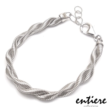 entiere アンティエーレ ブレスレット スパイラル ツイスト 2連 ウェーブ 18＋3cm シルバー925 ロジウムメッキ レディース