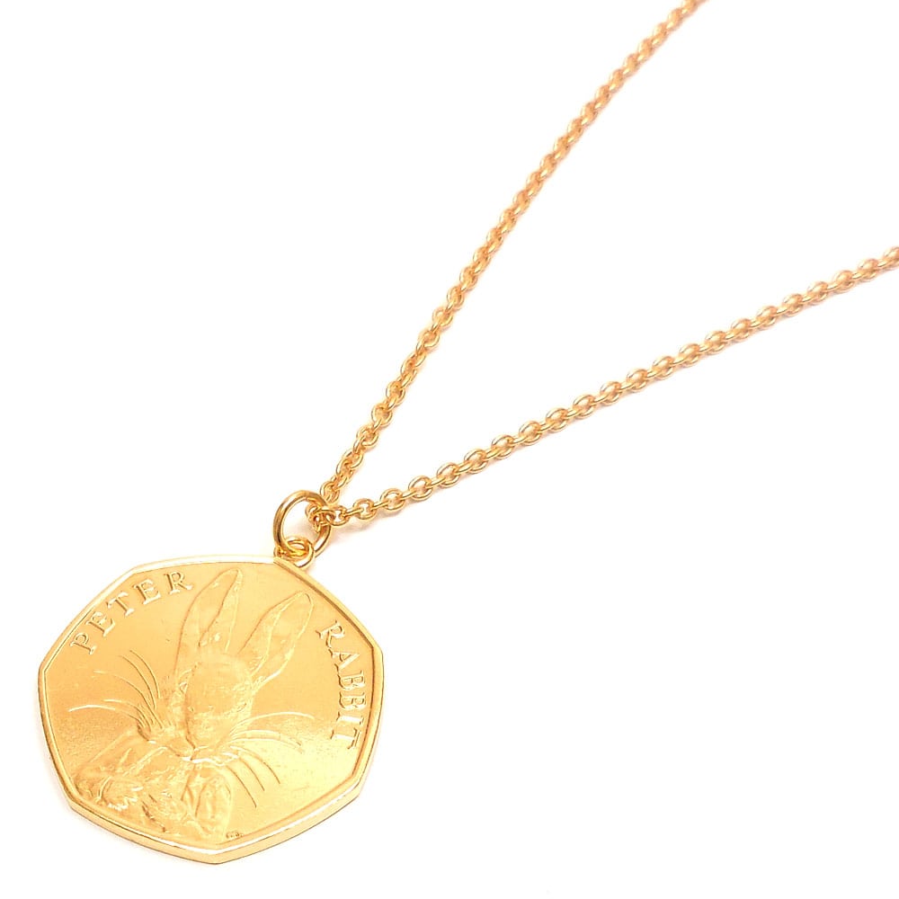 ネックレス ペンダント レディース ビアトリクス・ポター生誕150年記念コイン 50ペンス 2016年発行 ゴールドカラー