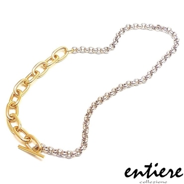 entiere アンティエーレ ネックレス マンテル トグルクラスプ Tバー バイカラー 45cm レディース シルバー925