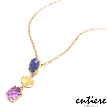 entiere アンティエーレ ペンダント ネックレス ダングル ラピスラズリ アメジスト シルバー925 18金メッキ