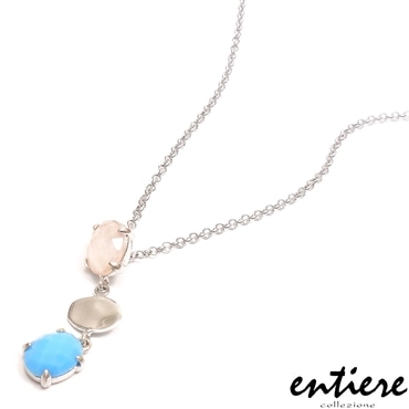 entiere アンティエーレ ペンダント ネックレス ダングル ローズクォーツ ターコイズ シルバー925 ロジウムメッキ