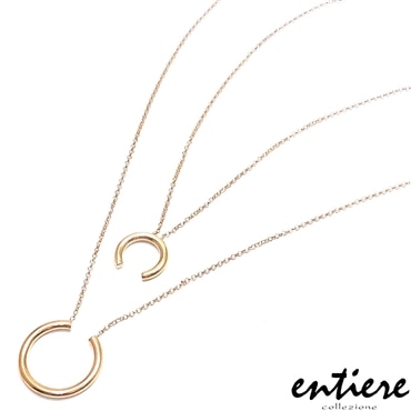 entiere アンティエーレ ペンダント ネックレス 2連 ランドルト・リング 42+5cm シルバー925 18金メッキ レディース