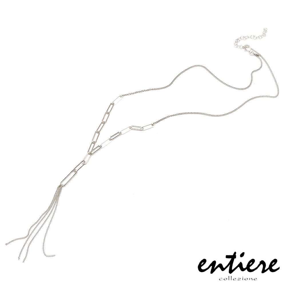 entiere アンティエーレ Y字 ネックレス タッセル クリップチェーン シルバー925 ロジウムメッキ レディース