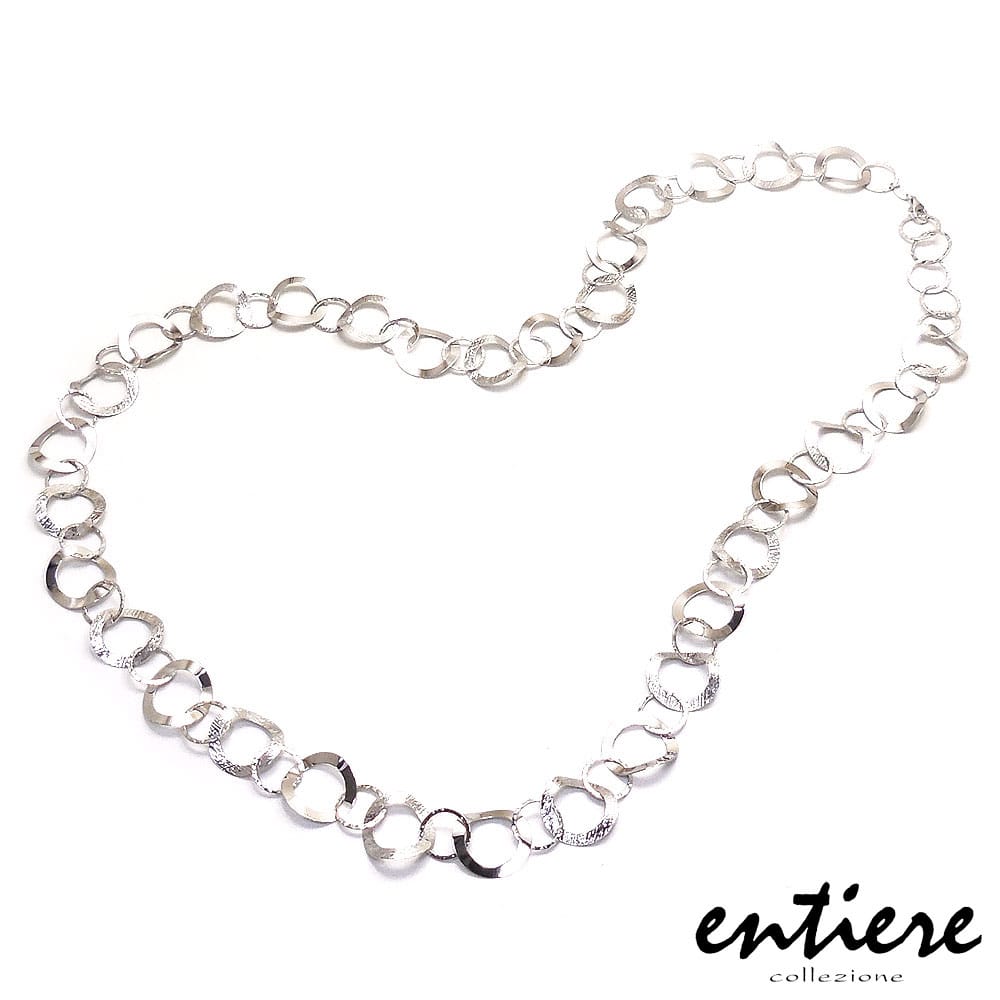entiere アンティエーレ ロングネックレス ウェーブサークル 85cm シルバー925 ロジウムメッキ レディース