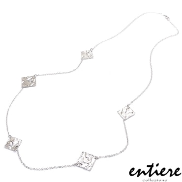 entiere アンティエーレ ロングネックレス スクエア ステーション 95cm シルバー925 ロジウムメッキ レディース