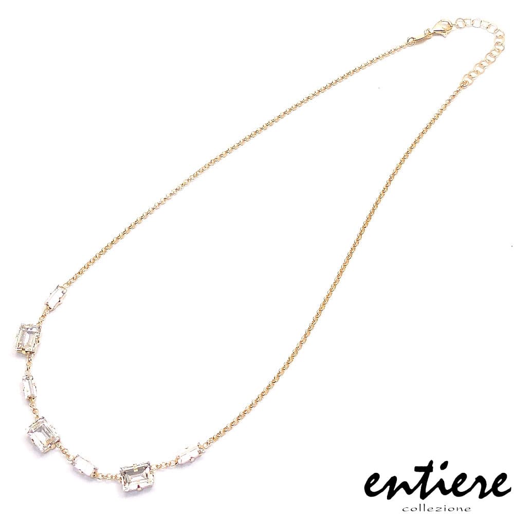 entiere アンティエーレ ネックレス 40cm クリスタルガラス クリア シルバー925 18金メッキ レディース イタリア製