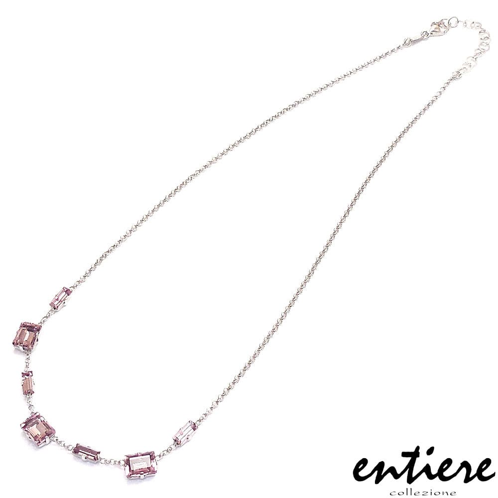 entiere アンティエーレ ネックレス 40cm クリスタルガラス パープル シルバー925 ロジウムメッキ レディース イタリア製