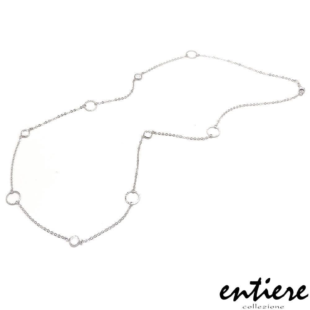 entiere アンティエーレ ロングネックレス 80cm クリスタルガラス サークル ステーション シルバー925 ロジウムメッキ レディース