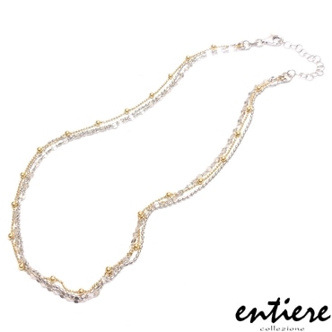 entiere アンティエーレ ネックレス 3連デザインチェーン シルバー925 ロジウム・18金メッキ レディース