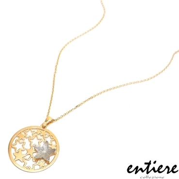 entiere アンティエーレ ペンダント ネックレス 透かし 星 スター 42+5cm シルバー925 18金メッキ レディース