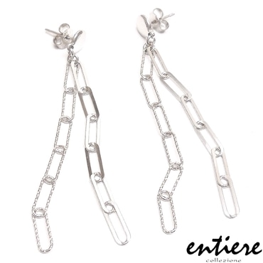 entiere アンティエーレ ピアス クリップチェーン 2連 シルバー925 ロジウムメッキ スタッド式 キャッチ式 両耳用 レディース