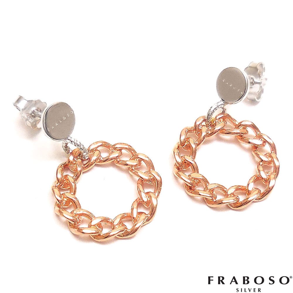 FRABOSO フラボッソ ピアス チェーンサークル シルバー925 ロジウム・ピンクゴールドメッキ レディース