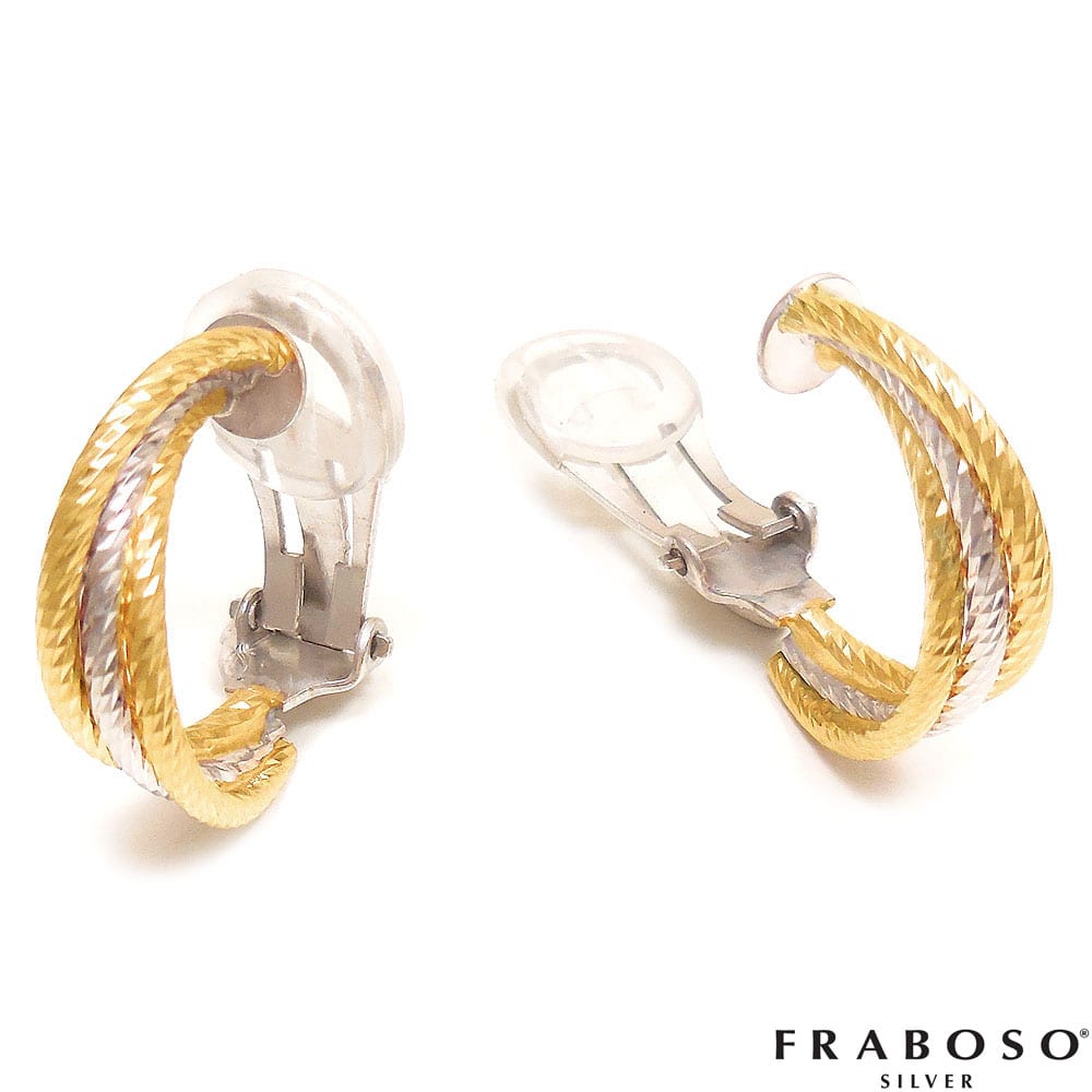 FRABOSO フラボッソ イヤリング 両耳用 トリプル シルバー925 ロジウム・18金メッキ