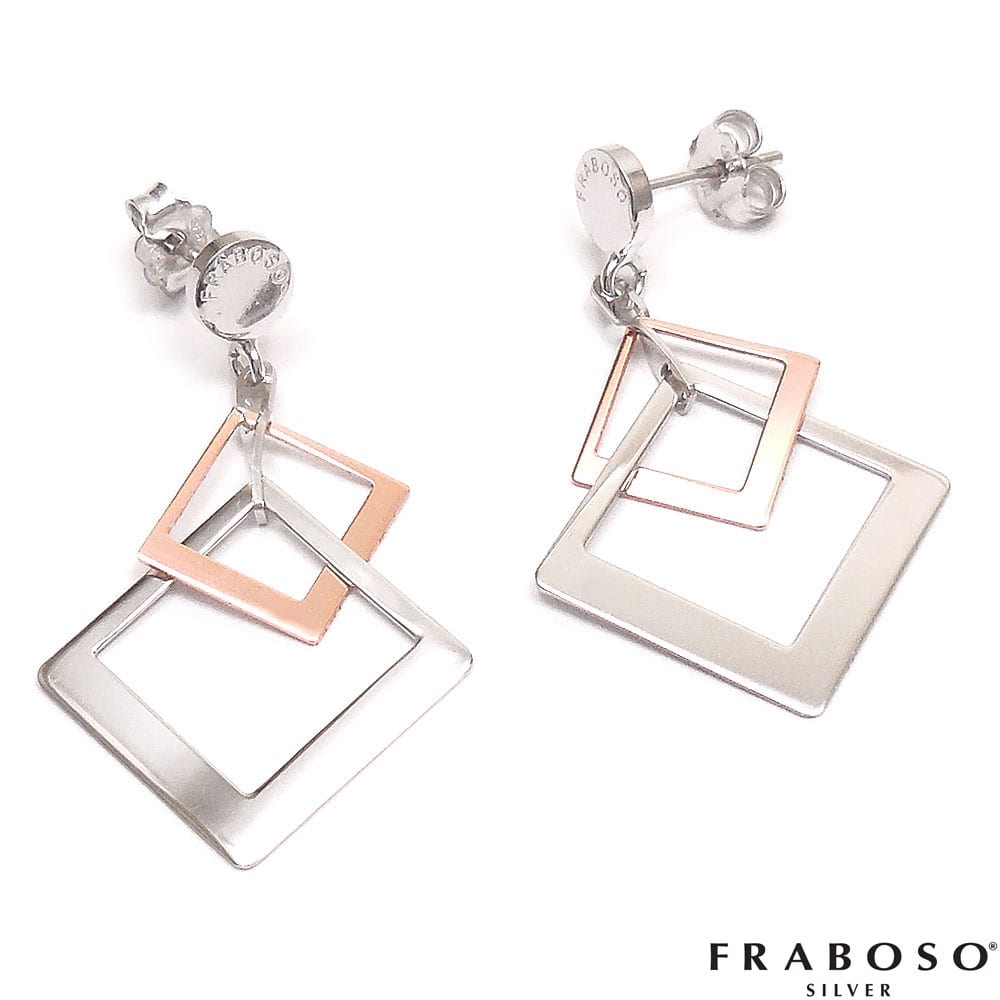 FRABOSO フラボッソ ピアス スクエアデザイン シルバー925 ロジウム・ピンクゴールドメッキ レディース