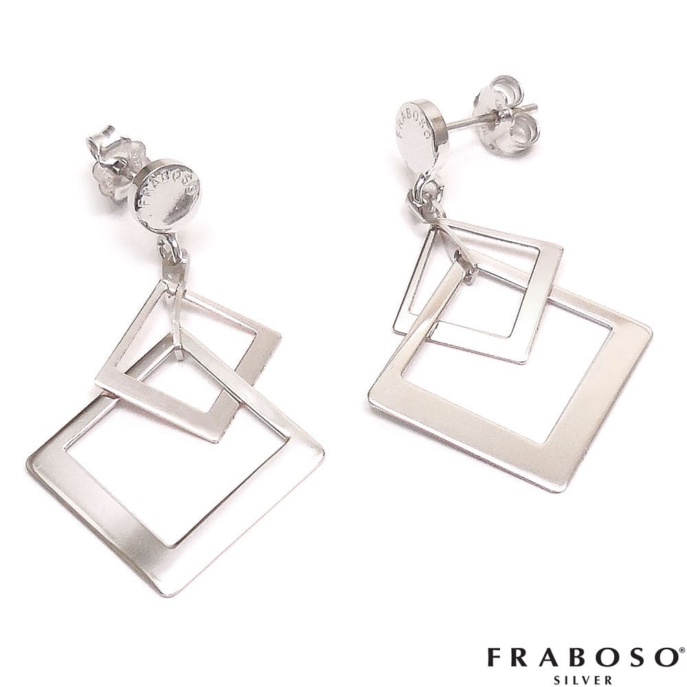 FRABOSO フラボッソ ピアス スクエアデザイン シルバー925 ロジウムメッキ レディース