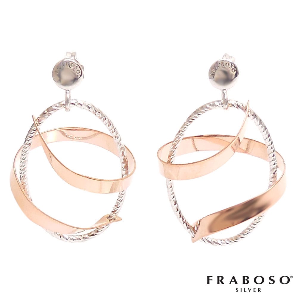FRABOSO フラボッソ ピアス 両耳用 オーバルスパイラルデザイン シルバー925 ロジウム・ピンクゴールドメッキ