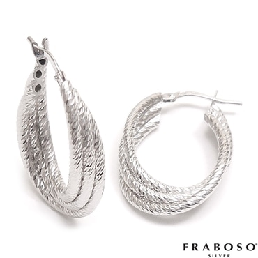 FRABOSO フラボッソ ピアス 両耳用 だ円 フープ ツイスト シルバー925 ロジウムメッキ レディース