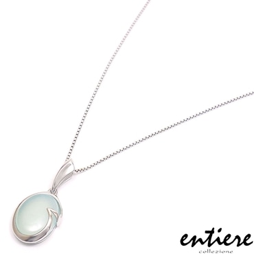 entiere アンティエーレ ペンダント ネックレス カルセドニー ブルー シルバー925 ロジウムメッキ レディース