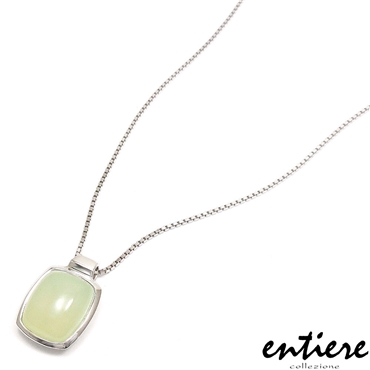 entiere アンティエーレ ペンダント ネックレス カルセドニー ミント レクタングル シルバー925 ロジウムメッキ レディース