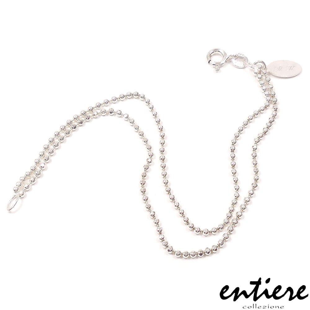 entiere アンティエーレ ブレスレット シルバー925 2連ボールチェーン 18cm イニシャル刻印 レディース イタリア製