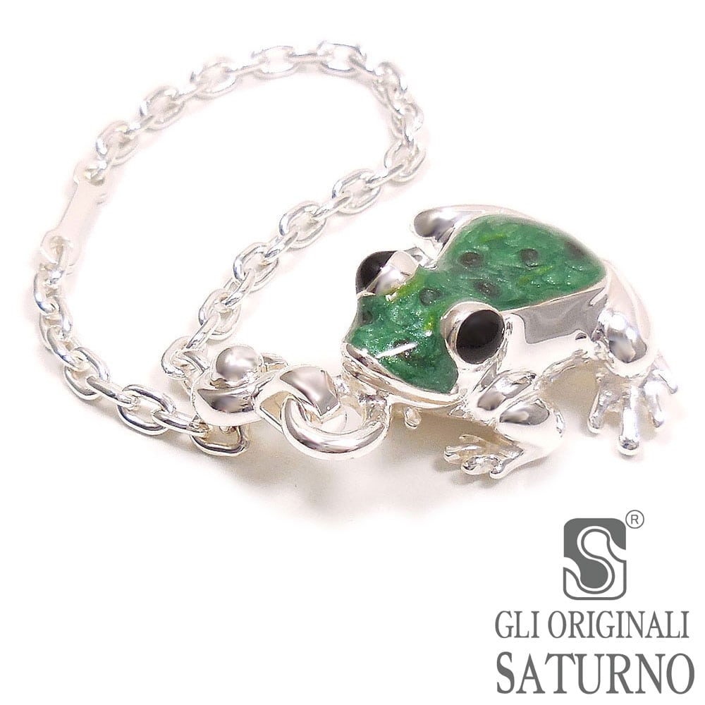 SATURNO サツルノ キーホルダー シルバー925 カエル エナメル彩色 イタリア製