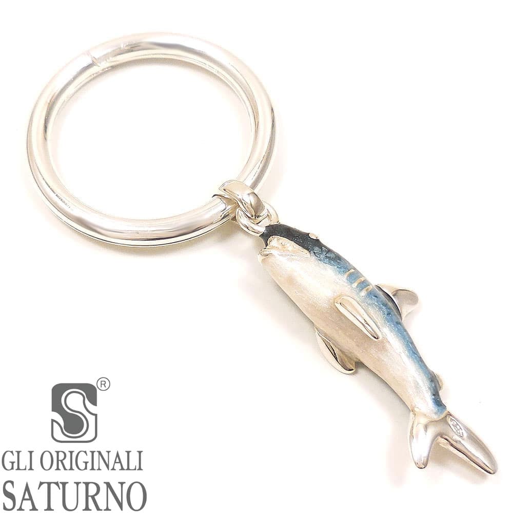 SATURNO サツルノ キーホルダー キーリング シルバー925 サメ さめ 鮫 エナメル彩色 ダブルリング イタリア製