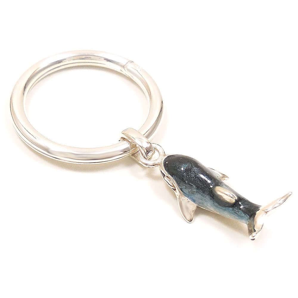 SATURNO サツルノ キーホルダー キーリング シルバー925 クジラ くじら 鯨 エナメル彩色 ダブルリング イタリア製