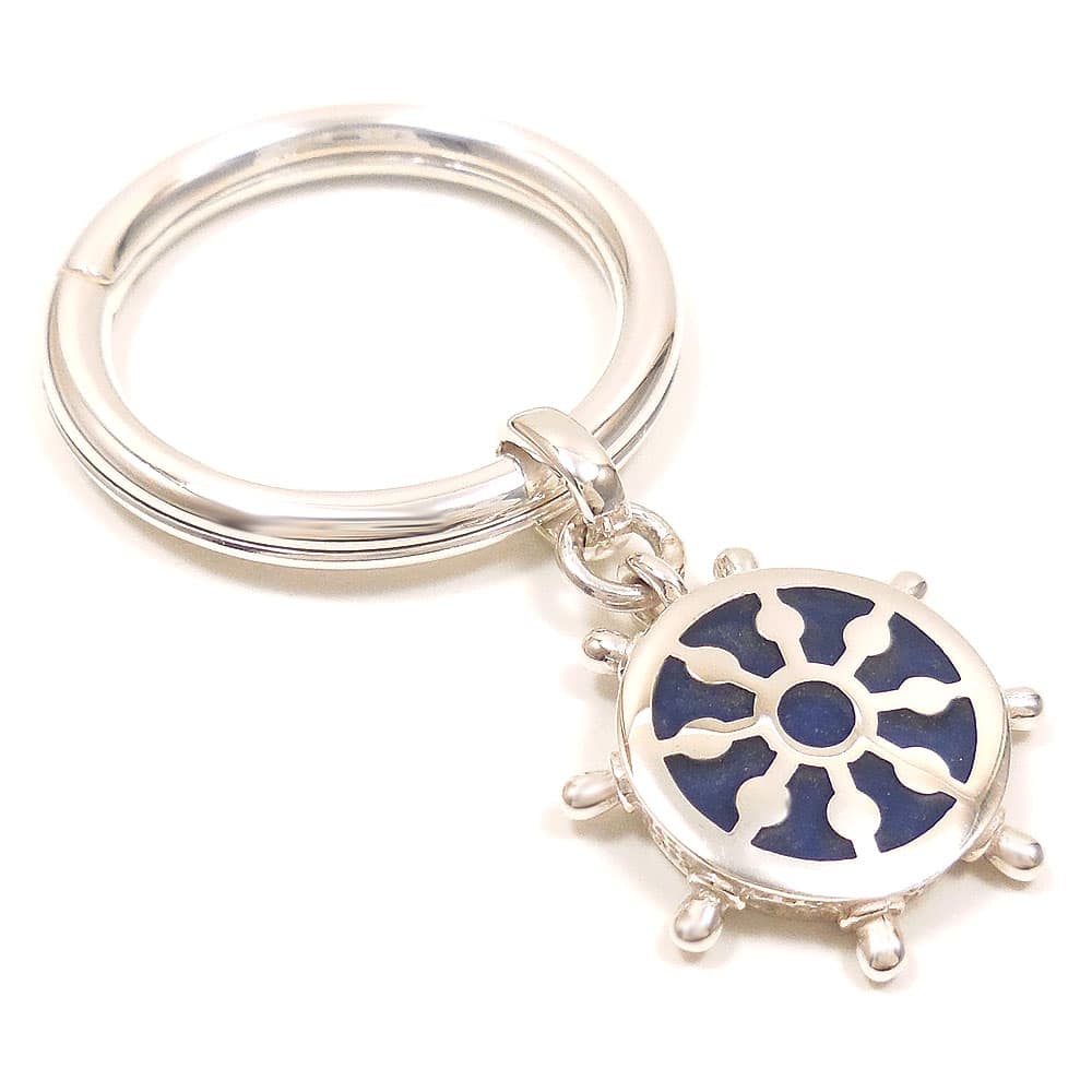 SATURNO サツルノ キーホルダー キーリング シルバー925 舵輪 ラダー エナメル彩色 ダブルリング イタリア製