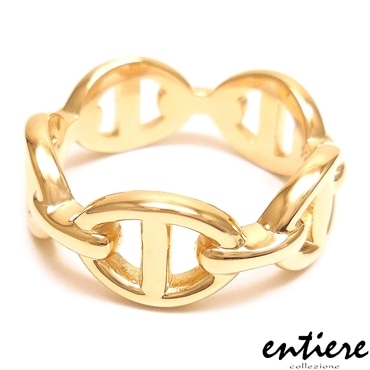 entiere アンティエーレ リング 指輪 マリンチェーンデザイン 15号 シルバー925 18金メッキ レディース メンズ