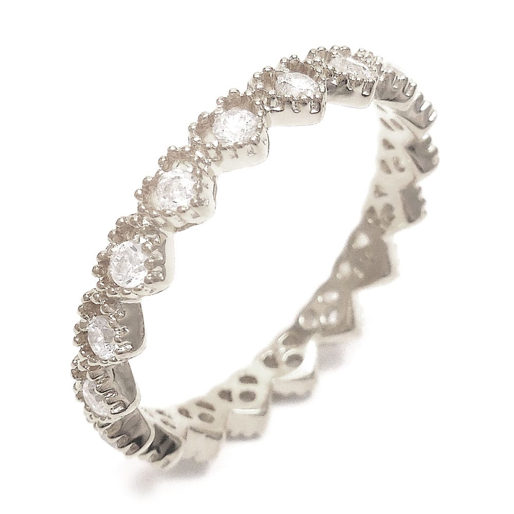 entiere アンティエーレ リング 指輪 レディース ハート エタニティ シルバー925 ロジウムメッキ 11号