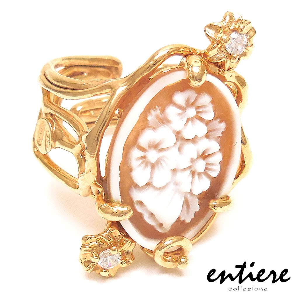 entiere アンティエーレ カメオ リング 13号 レディース フラワー お花 シルバー925 18金メッキ イタリア製