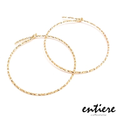 entiere アンティエーレ フープピアス 25mm キャッチレス カット模様 シルバー925 18金メッキ レディース