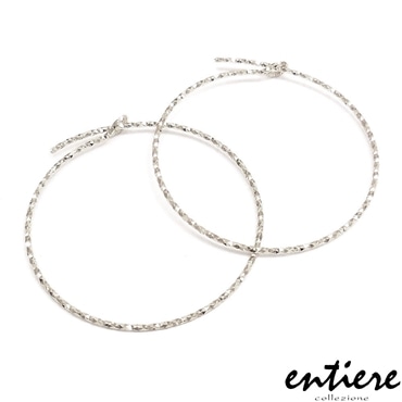 entiere アンティエーレ フープピアス 25mm キャッチレス カット模様 シルバー925 ロジウムメッキ レディース