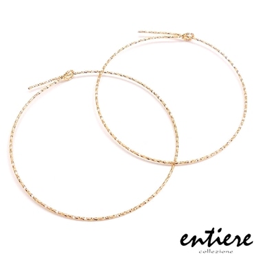 entiere アンティエーレ フープピアス 45mm キャッチレス カット模様 シルバー925 18金メッキ レディース