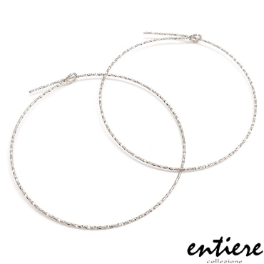 entiere アンティエーレ フープピアス 45mm キャッチレス カット模様 シルバー925 ロジウムメッキ レディース