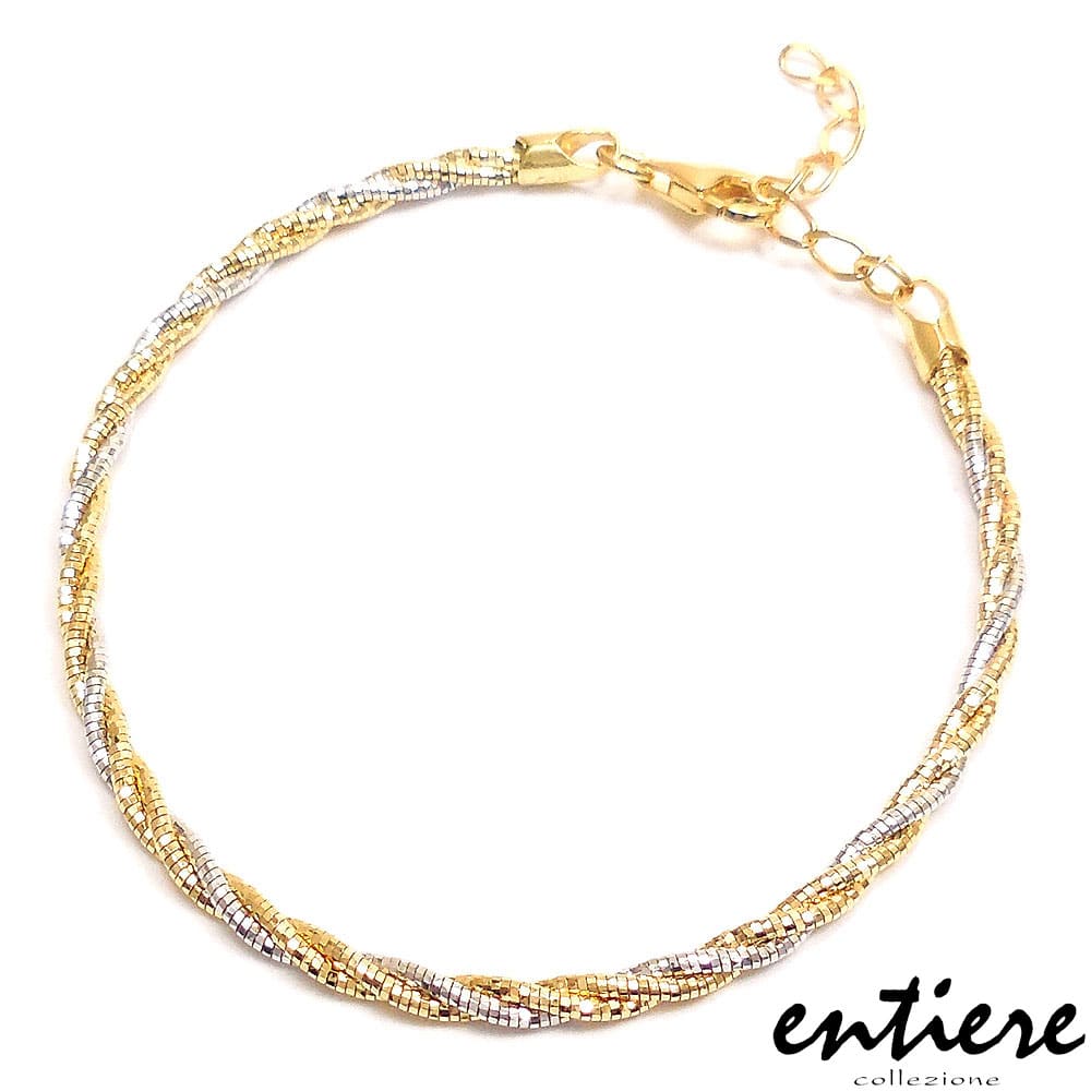 entiere アンティエーレ ブレスレット スパイラル 18cm＋3cm レディース シルバー925 18金・ロジウムメッキ イタリア製